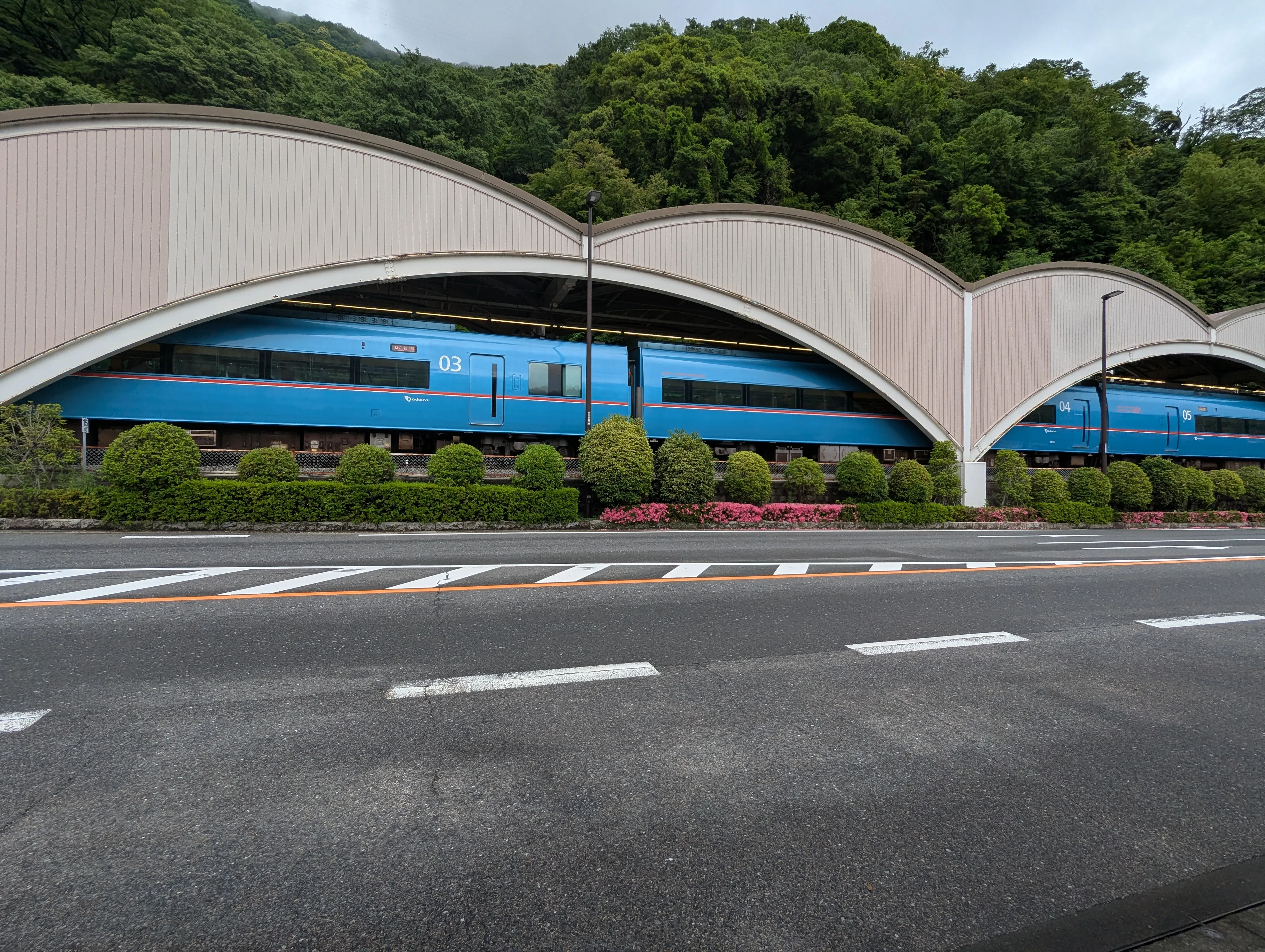 Local train under a curved roof