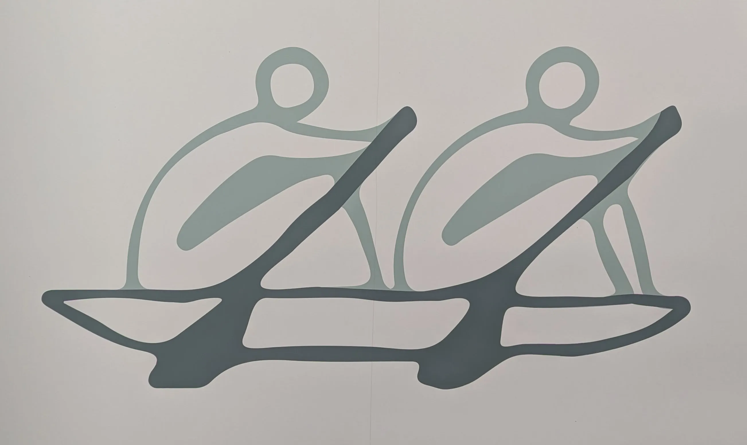 Two blob people rowing together