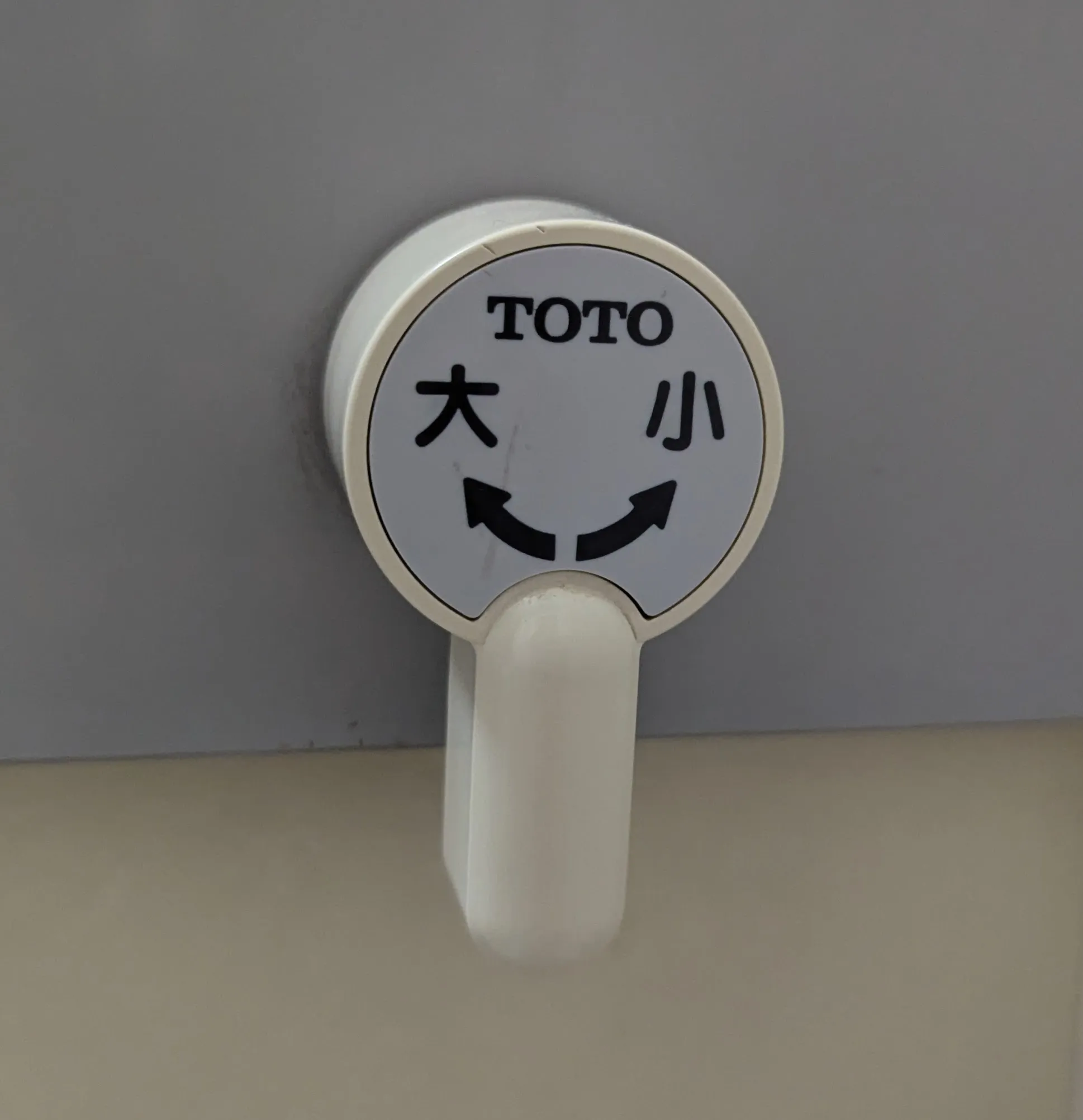 Toilet flush handle with Kanji for big and small